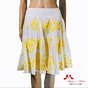 I.N.C Bold Yellow-White Embroidered Floral Skirt